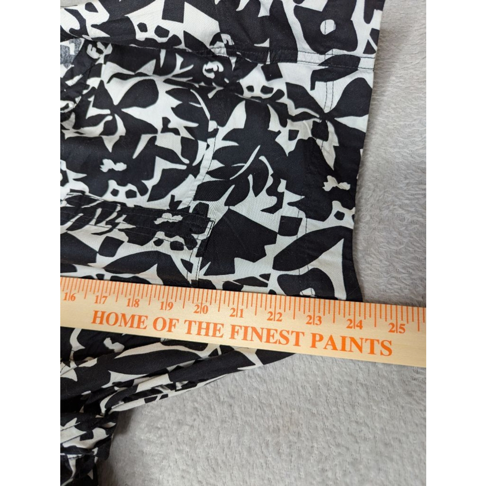 Women's FREE ASSEMBLY Black White Floral Midi Dress L Belt Pockets - Picture 12 of 13